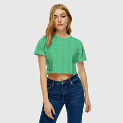 Футболка 3D укороченная женская Color green stripes, цвет: 3D-принт — фото 2