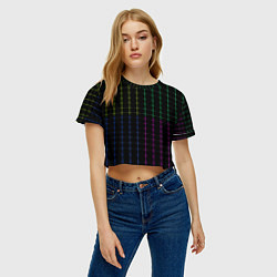 Футболка 3D укороченная женская Color black multicolored stripes, цвет: 3D-принт — фото 2