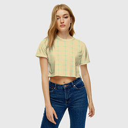 Футболка 3D укороченная женская Color beige green crosses, цвет: 3D-принт — фото 2