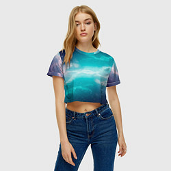 Футболка 3D укороченная женская Галактическое сияние небес, цвет: 3D-принт — фото 2