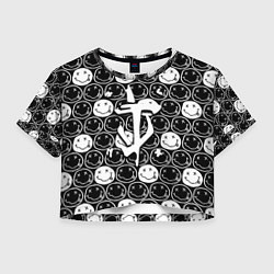 Футболка 3D укороченная женская Doom x nirvana pattern, цвет: 3D-принт