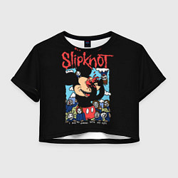 Футболка 3D укороченная женская Слипкнот и Микки Маус - I push my fingers into my, цвет: 3D-принт