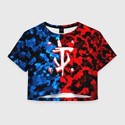 Футболка 3D укороченная женская Doom камуфляж текстура, цвет: 3D-принт