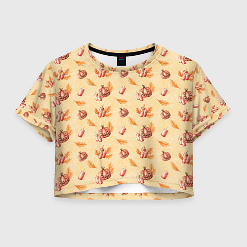 Женский топ Хеллоуин с тыквой и листьями / 3D-принт – фото 1