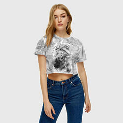 Футболка 3D укороченная женская Грозный медведь и воин, цвет: 3D-принт — фото 2