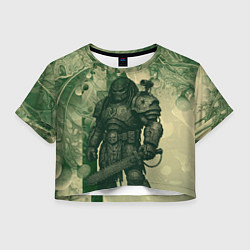 Футболка 3D укороченная женская Мощный бронированный хищник, цвет: 3D-принт