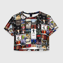 Футболка 3D укороченная женская Eminem - обложки альбомов и песен, цвет: 3D-принт