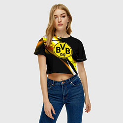 Футболка 3D укороченная женская Borussia спортивная геометрия, цвет: 3D-принт — фото 2