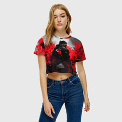 Футболка 3D укороченная женская Ведьмак вид со спины, цвет: 3D-принт — фото 2