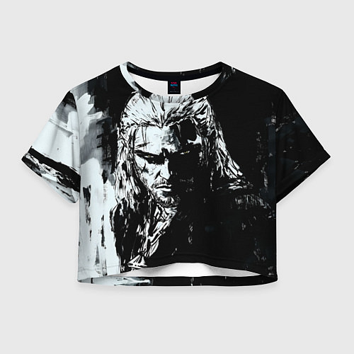 Женский топ Ведьмак черно-белый портрет / 3D-принт – фото 1