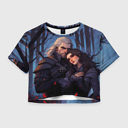 Футболка 3D укороченная женская Йеннифэр и Ведьмак, цвет: 3D-принт