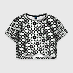 Футболка 3D укороченная женская Узор геометрический из ромбов, цвет: 3D-принт