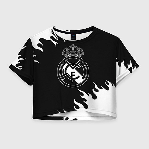 Женский топ Real Madrid белый огонь текстура / 3D-принт – фото 1