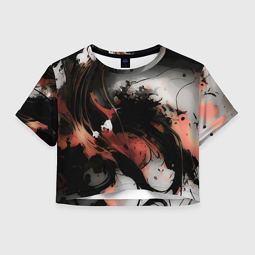 Женский топ Тёмные краски абстракция красно-чёрный / 3D-принт – фото 1