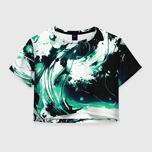 Женский топ Чёрно-зелёный абстракция волна / 3D-принт – фото 1