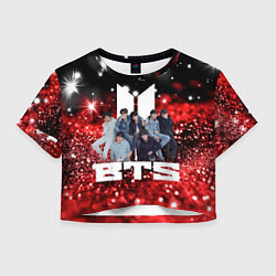 Женский топ BTS красно-черный блестящий фон