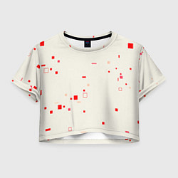 Футболка 3D укороченная женская Color white red shapes, цвет: 3D-принт