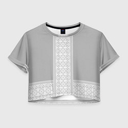 Женский топ Славянский узор на сером - вышиванка рубаха