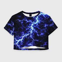 Футболка 3D укороченная женская Мощнейший разряд молнии, цвет: 3D-принт