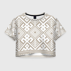 Женский топ Славянские узоры в бежевом цвете