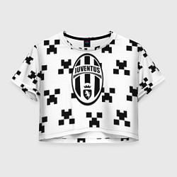 Футболка 3D укороченная женская Juventus x minecraft pattern, цвет: 3D-принт