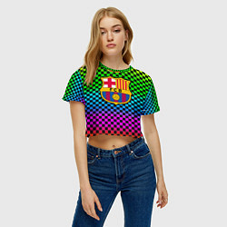 Футболка 3D укороченная женская Barcelona gradient neon, цвет: 3D-принт — фото 2