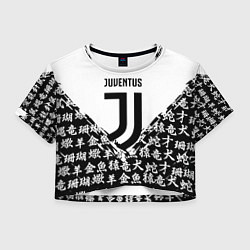 Футболка 3D укороченная женская Juventus символы китайские, цвет: 3D-принт