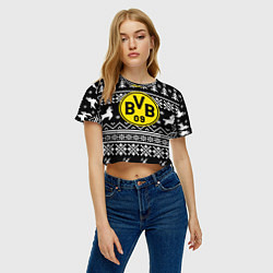 Футболка 3D укороченная женская Borussia x fortnite pattern, цвет: 3D-принт — фото 2
