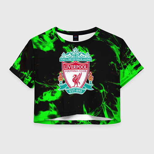 Женский топ Liverpool зеленый огонь текстура / 3D-принт – фото 1
