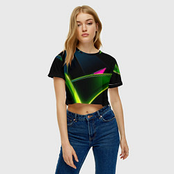 Футболка 3D укороченная женская Неоновое освещение, цвет: 3D-принт — фото 2