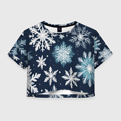 Футболка 3D укороченная женская Снежное небо, цвет: 3D-принт