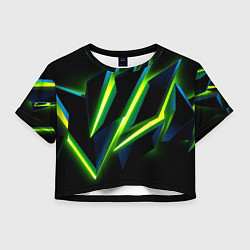 Футболка 3D укороченная женская Geometric neon, цвет: 3D-принт
