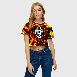 Футболка 3D укороченная женская Juventus огненные краски, цвет: 3D-принт — фото 2