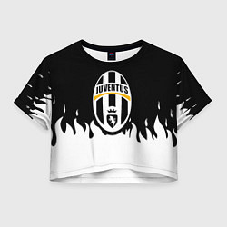 Футболка 3D укороченная женская Juventus белый огонь, цвет: 3D-принт