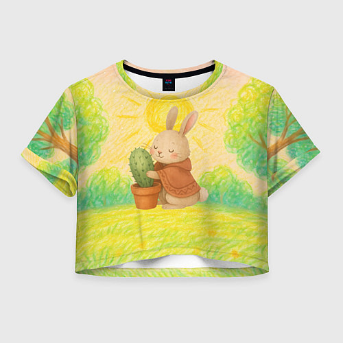 Женский топ Заяц обнимает кактус / 3D-принт – фото 1