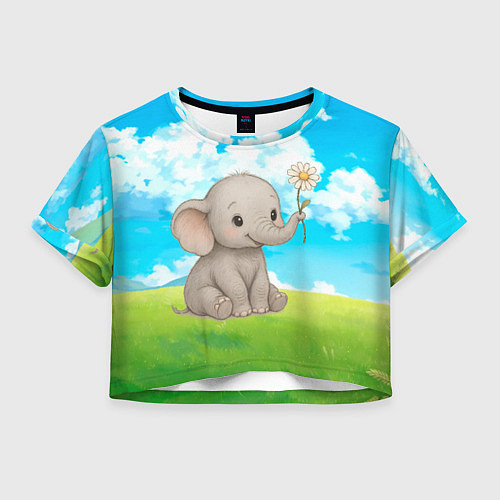 Женский топ Слоненок с цветочком / 3D-принт – фото 1