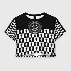 Футболка 3D укороченная женская Inter люди спорт паттерн, цвет: 3D-принт