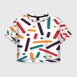 Футболка 3D укороченная женская Oval oil, цвет: 3D-принт