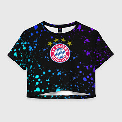 Футболка 3D укороченная женская Бавария Мюнхен неоновые краски, цвет: 3D-принт
