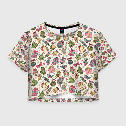 Женский топ Новогодний паттерн / 3D-принт – фото 1