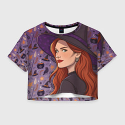 Футболка 3D укороченная женская Wich, цвет: 3D-принт