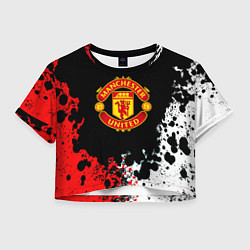 Футболка 3D укороченная женская Манчестер Юнайтед краски абстрактные, цвет: 3D-принт