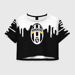 Футболка 3D укороченная женская Juventus капли красок, цвет: 3D-принт