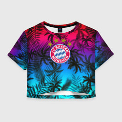 Футболка 3D укороченная женская Бавария Мюнхен неон тропики, цвет: 3D-принт