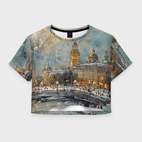 Женский топ Новогодний салют в Питере / 3D-принт – фото 1