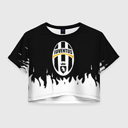 Футболка 3D укороченная женская Ювентус белый огонь текстура, цвет: 3D-принт