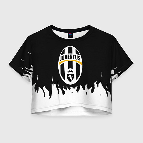 Женский топ Ювентус белый огонь текстура / 3D-принт – фото 1