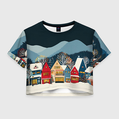 Женский топ Новогодний городок в горах / 3D-принт – фото 1