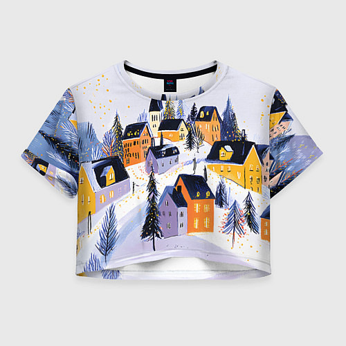 Женский топ Новогодние домики на горе / 3D-принт – фото 1
