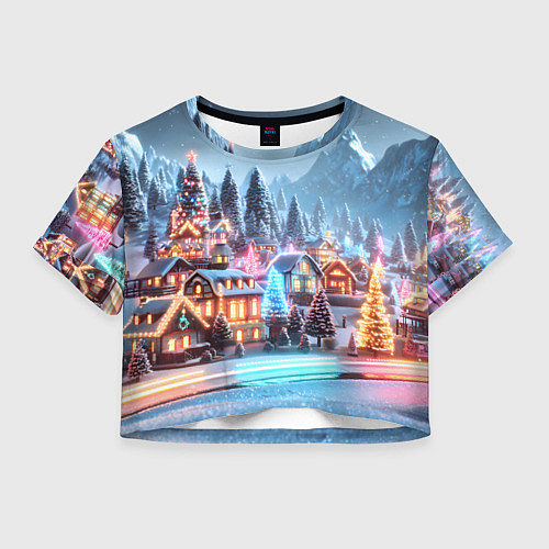 Женский топ Городок в новогодних огоньках / 3D-принт – фото 1